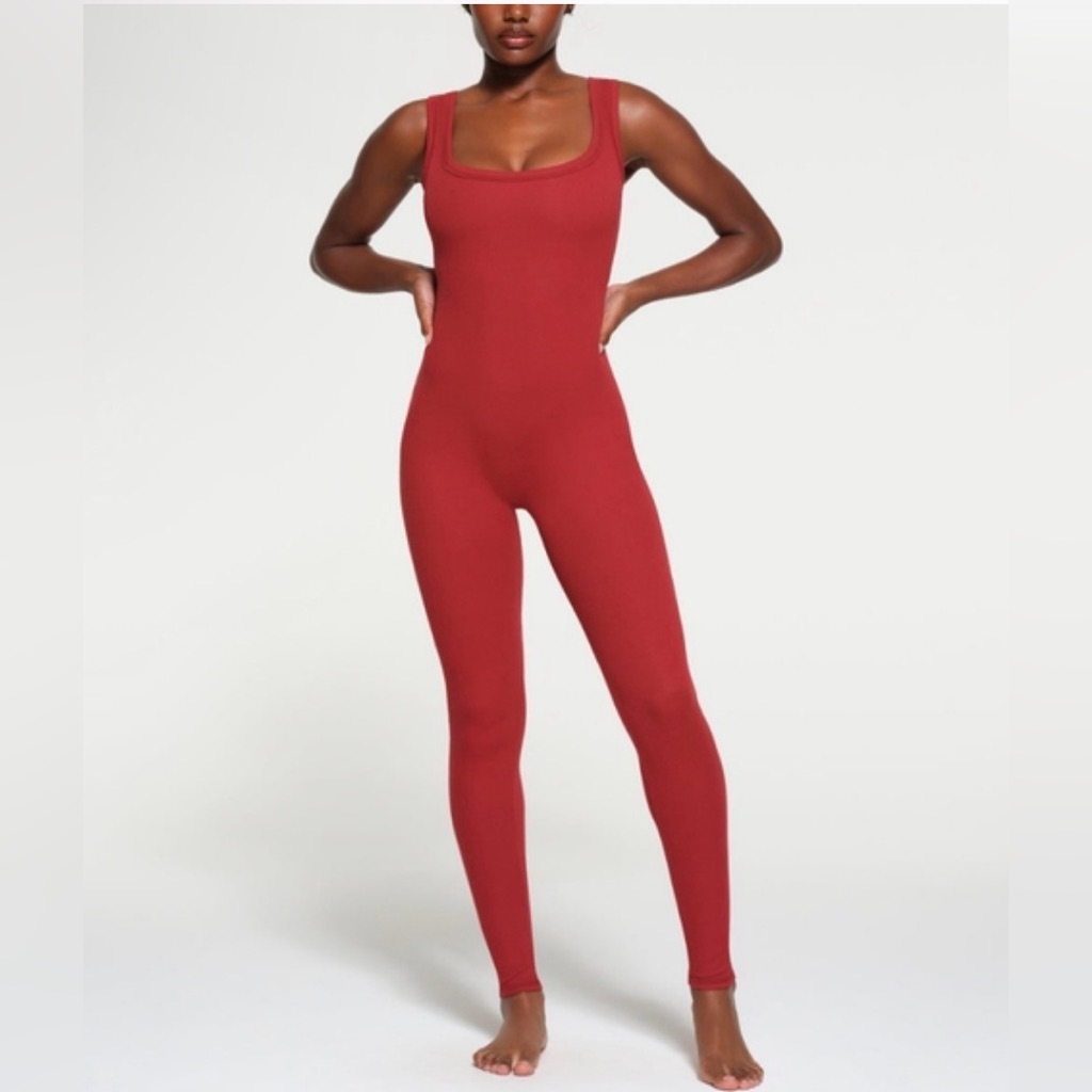 Skims Nwt Cotton Rib Tank Onesie In Red 2x